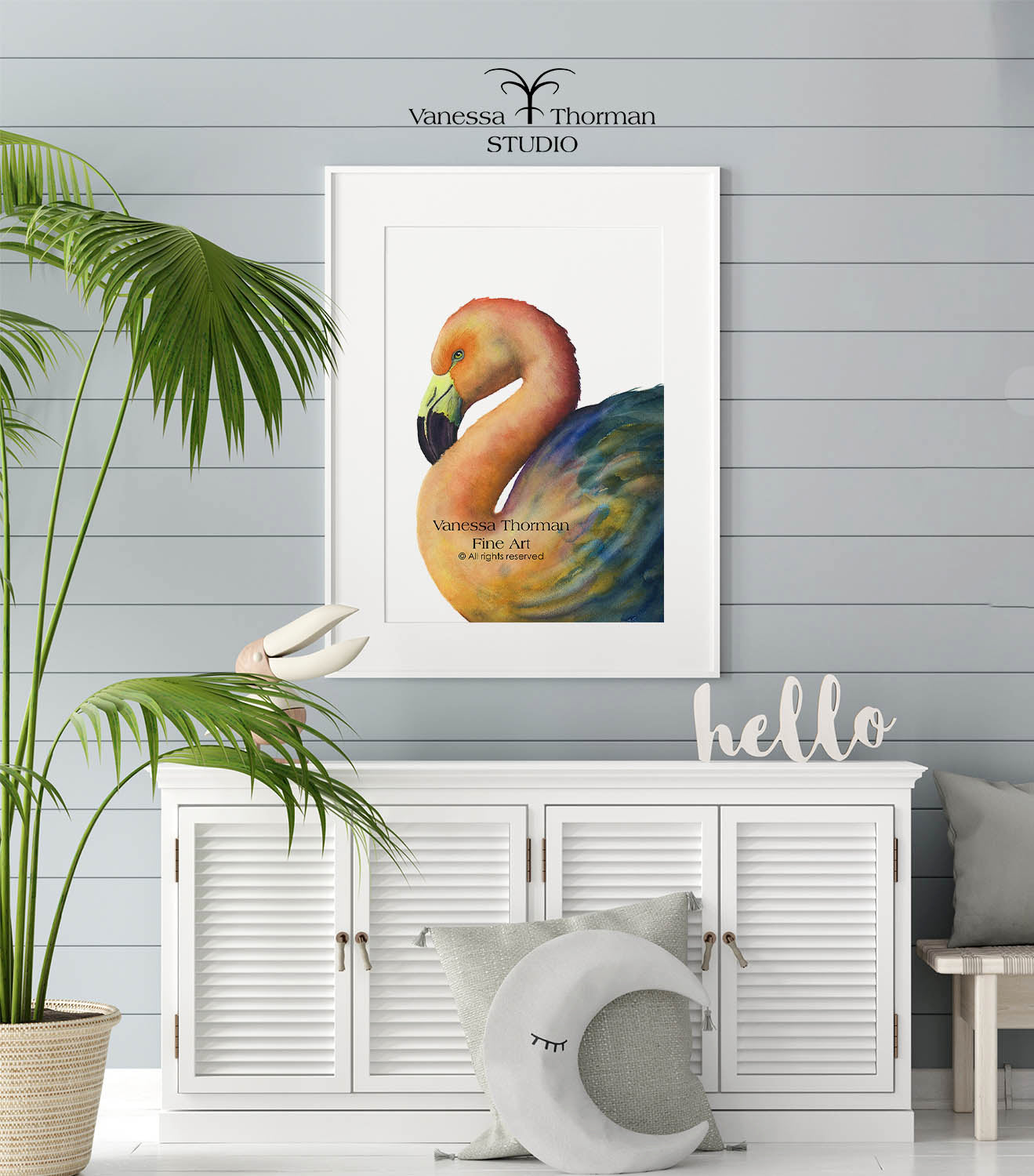 'Vanity Fair' Coral Flamingo Watercolor Art Print – Fine Art Giclée