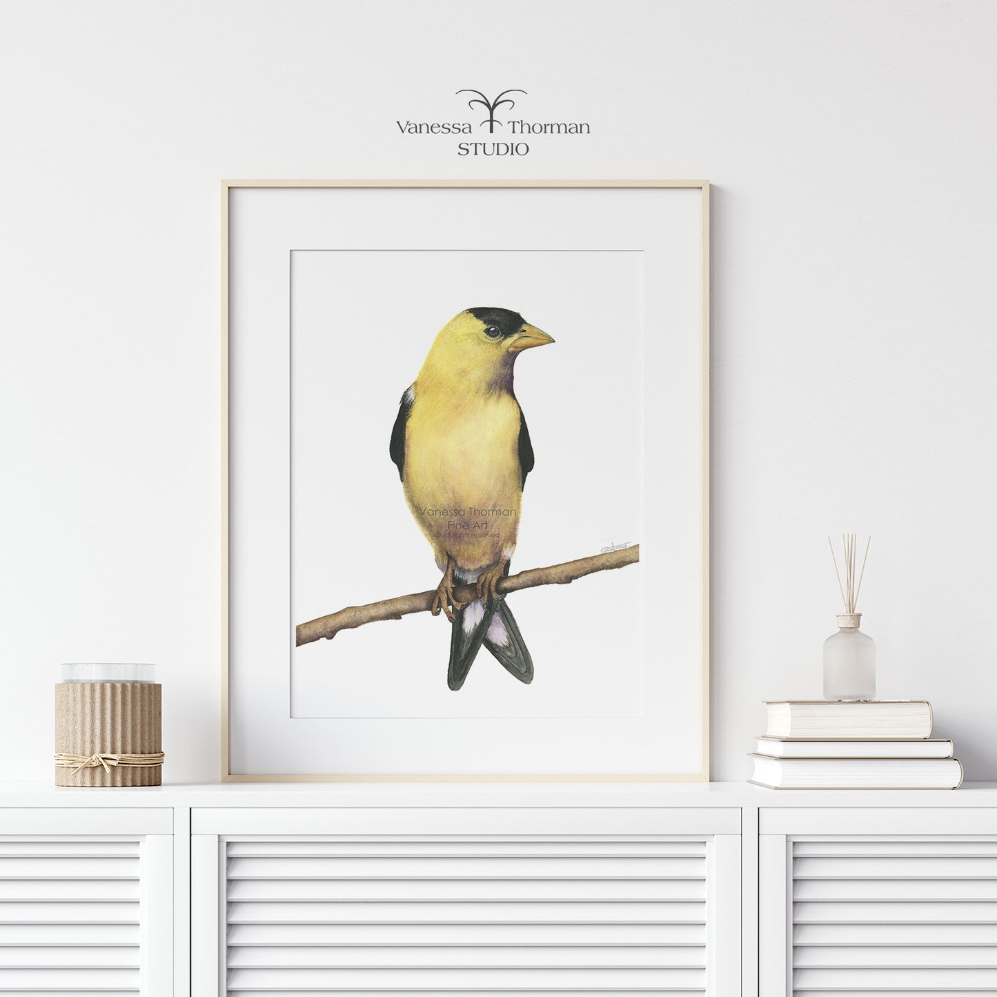 American Goldfinch Watercolor Art Print – Vibrant Bird Illustration – Fine Art Giclée Print