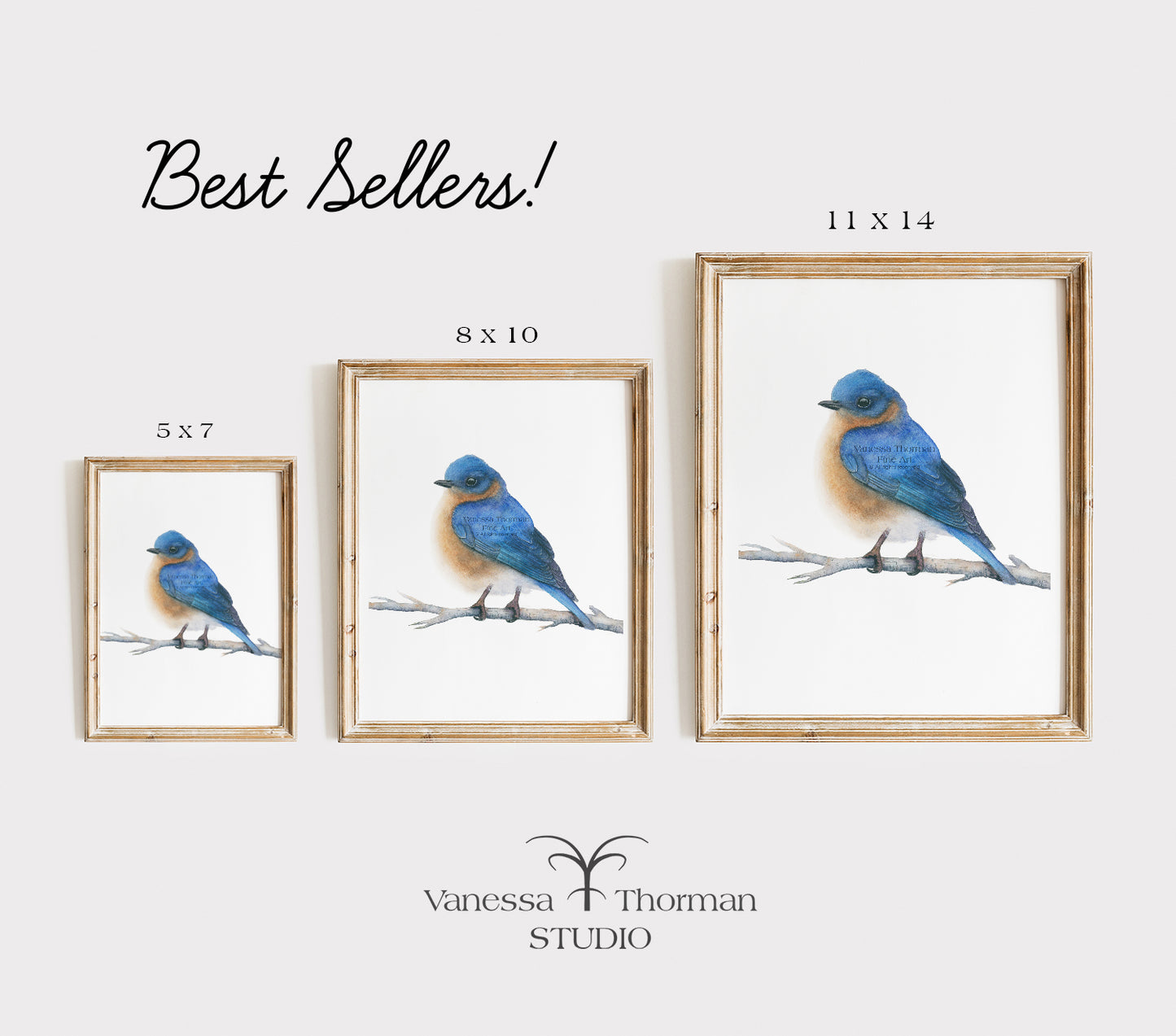 Eastern Bluebird Watercolor Art Print – Vibrant Songbird Illustration – Fine Art Giclée