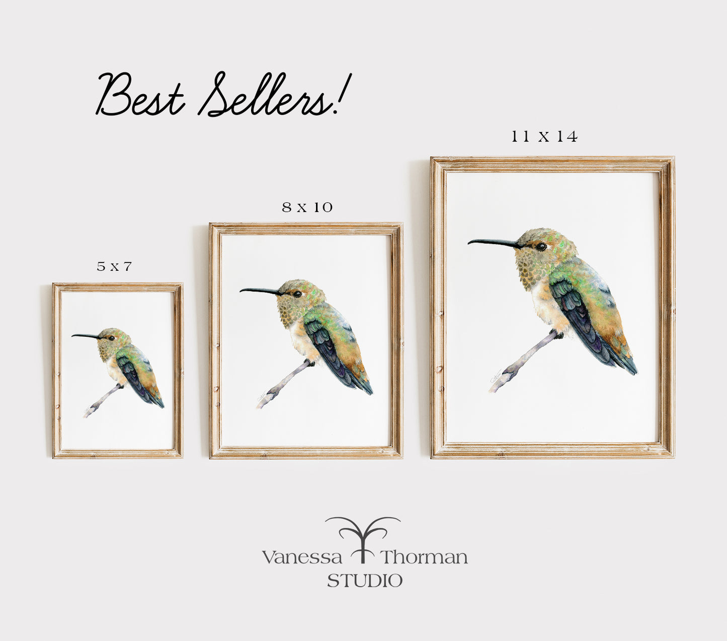 Rufous Hummingbird Watercolor Art Print – Vibrant Migratory Bird Illustration – Fine Art Giclée