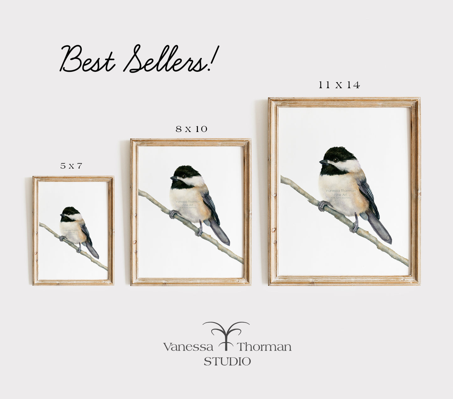 Carolina Chickadee Watercolor Art Print – Charming Songbird Illustration – Fine Art Giclée Print