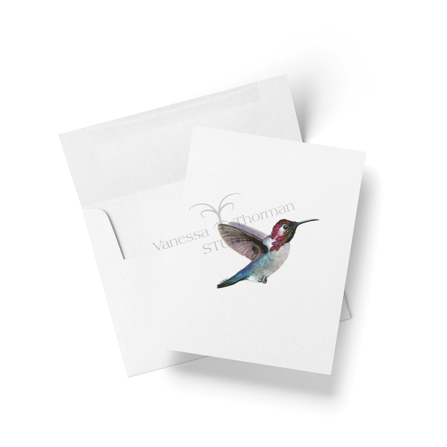 Hummingbirds Notecards Set – 8 Blank Greeting Cards with Envelopes – Watercolor Hummingbird Illustrations by Award-Winning Artist