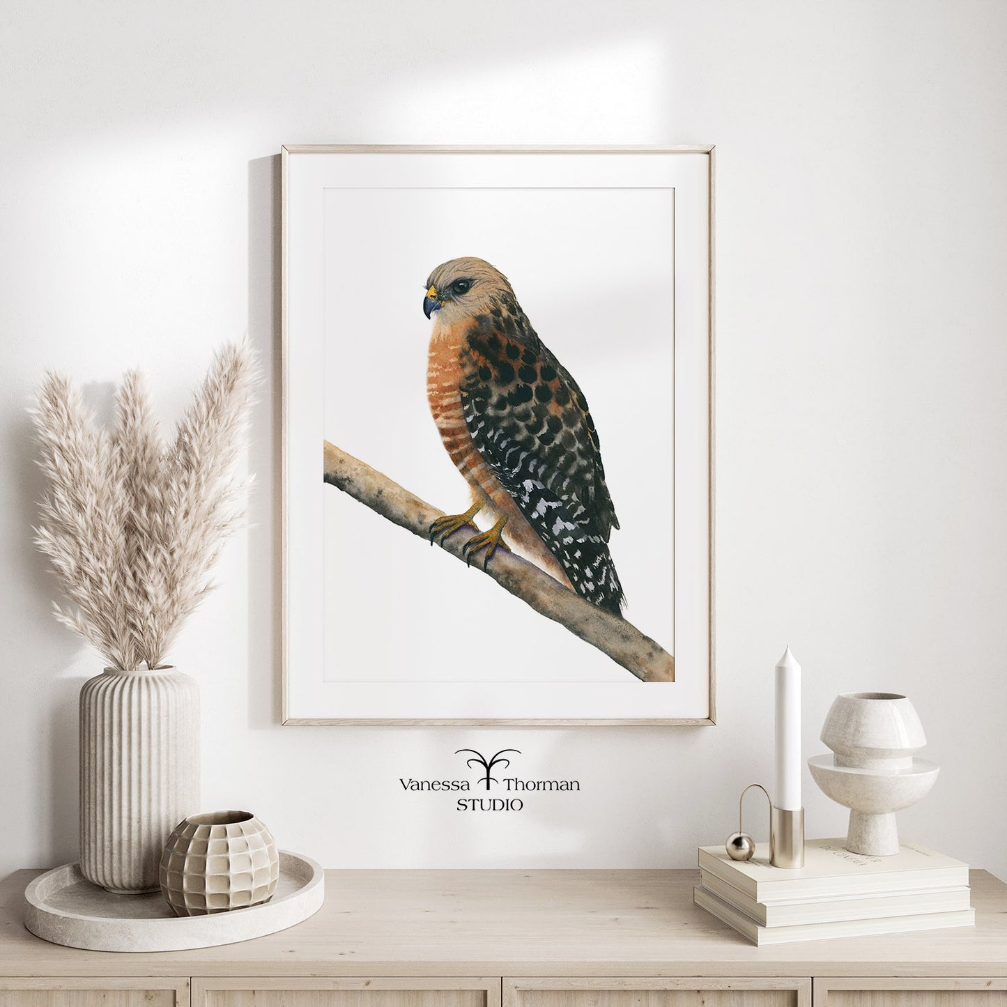 Red-Shouldered Hawk Watercolor Art Print – Raptor Art - Fine Art Giclée