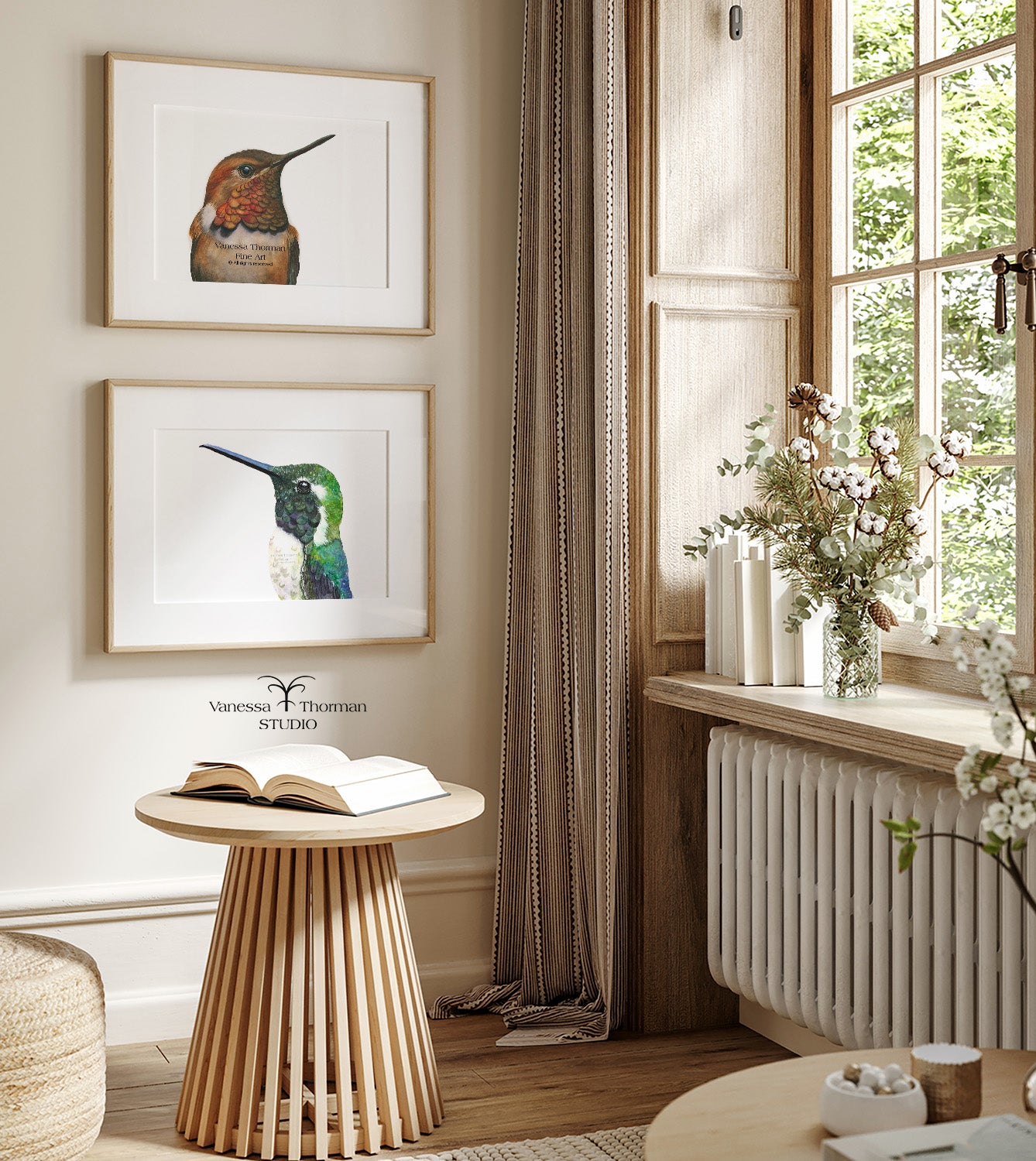 Rufous Hummingbird Portrait | Hummingbird Watercolor Art Print | Bird Art Giclée