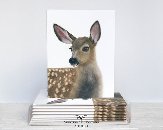 Fawn Notecards| White-Tailed Deer | Set of 8 Blank Greeting Cards