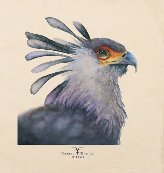 The Huntress – Secretarybird Canvas Tote Bag | ArtPop 2025 Featured Artwork