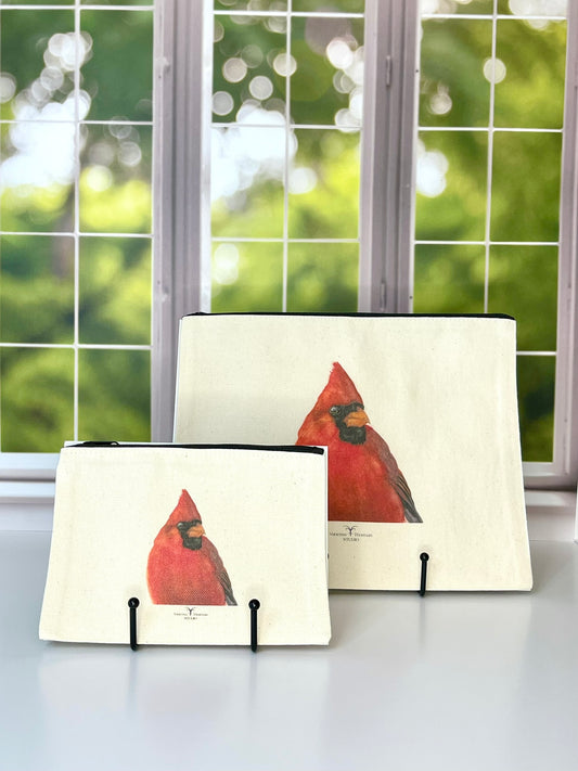 Northern Cardinal Canvas Zipper Pouch – Travel Bag