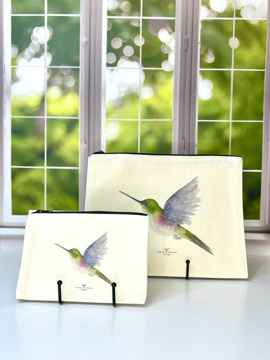 Hummingbird Canvas Zipper Pouch – Travel Bag