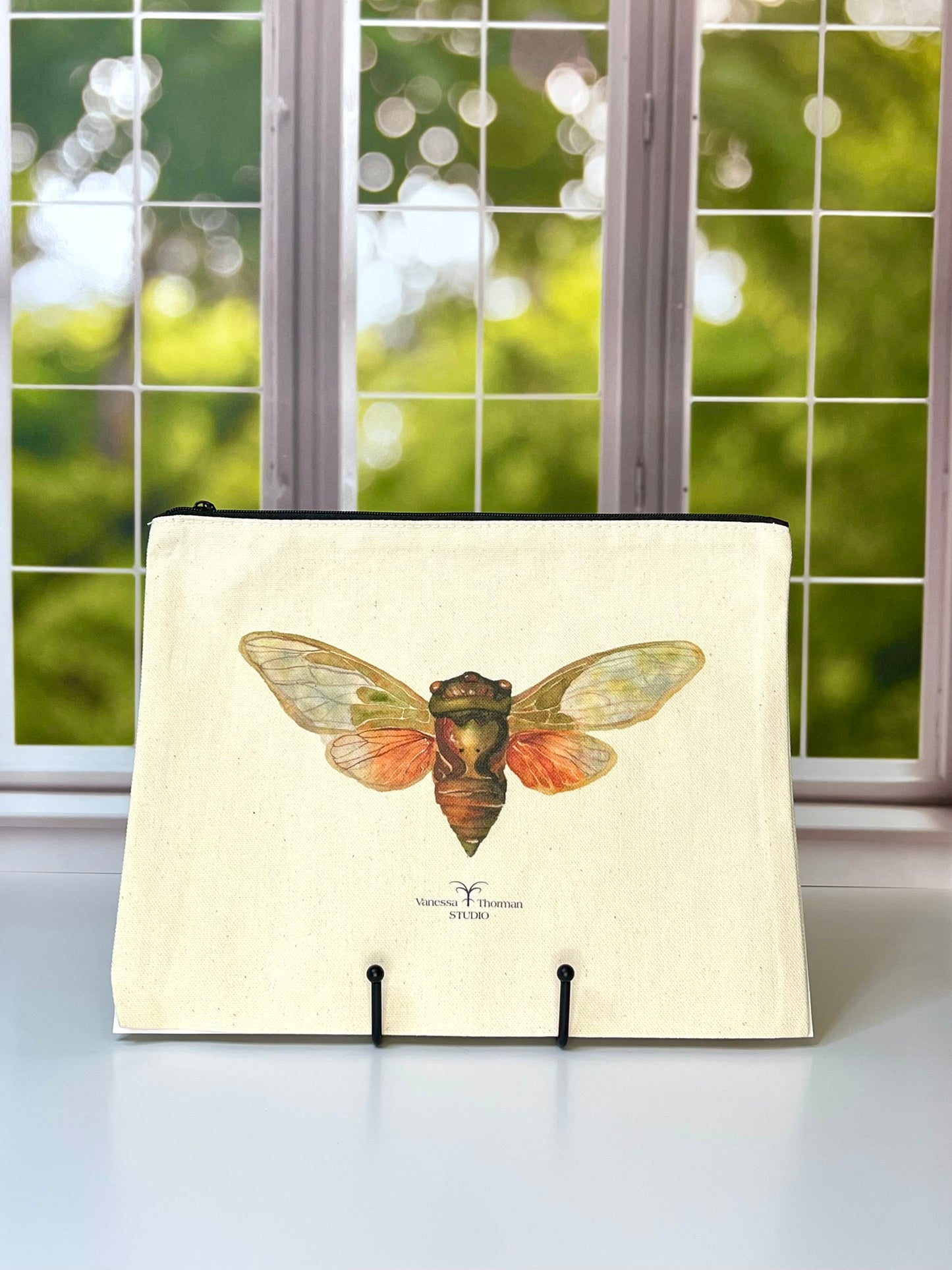 Cicada Canvas Travel Bag – Natural Cotton Zipper Pouch in Two Sizes