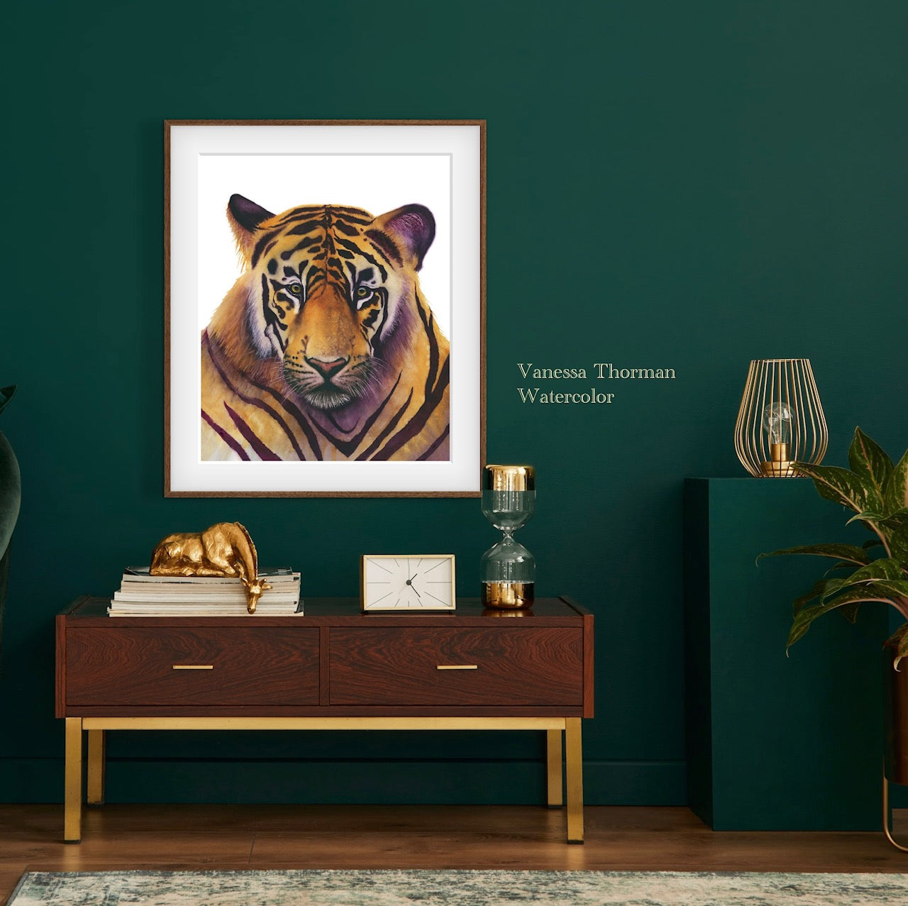 Bengal Tiger Watercolor Fine Art Print | Clemson Tiger & LSU Tiger Colors