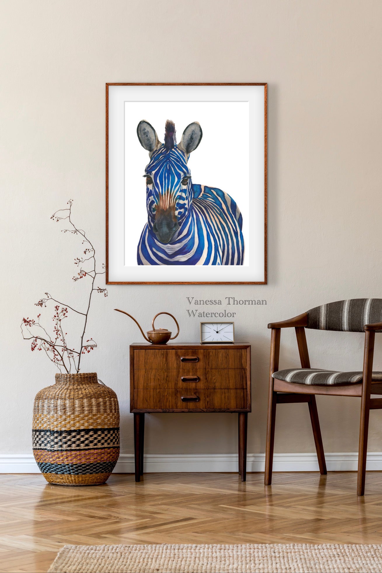 AZUL | Blue Zebra Watercolor Fine Art Print | Zebra Art