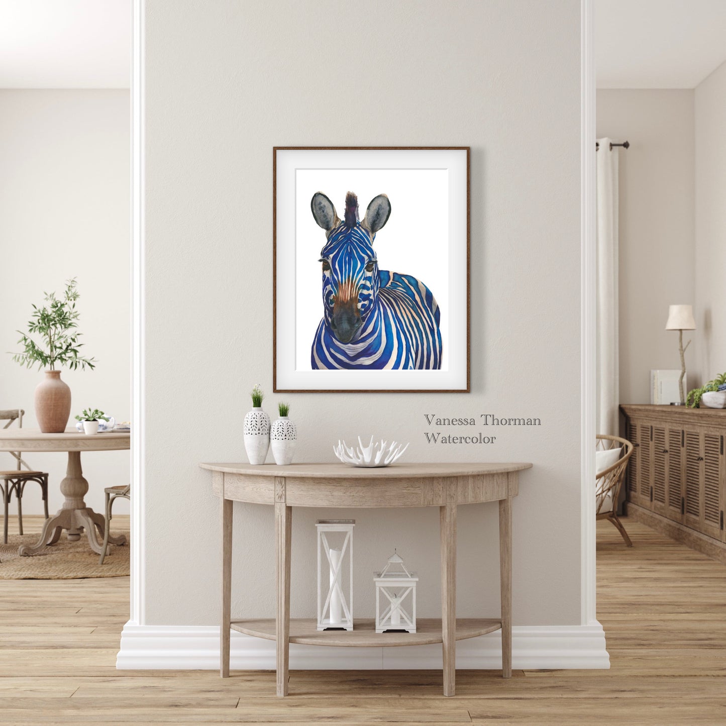 AZUL | Blue Zebra Watercolor Art Print – Fine Art Giclée