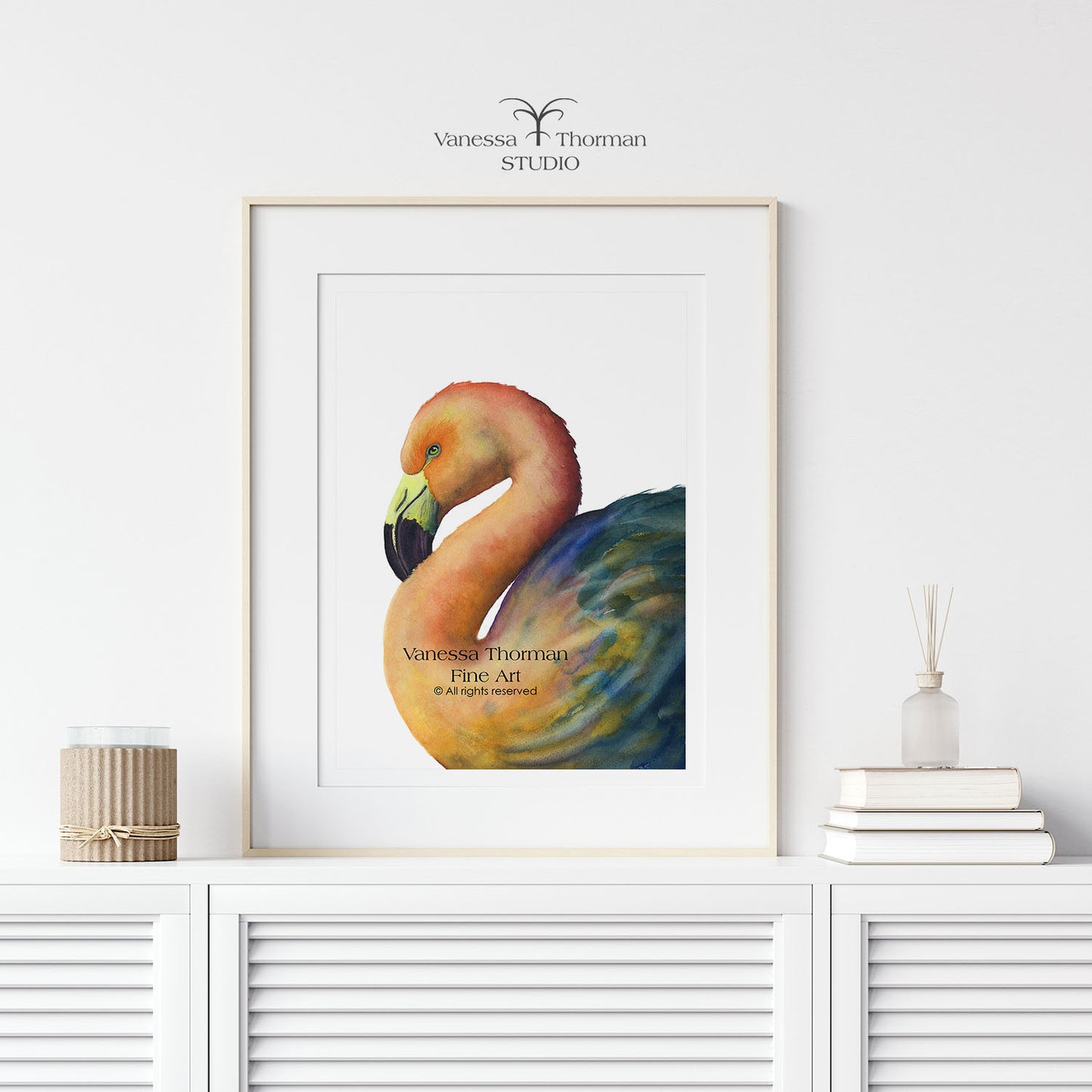 'Vanity Fair' Coral Flamingo Watercolor Art Print – Fine Art Giclée