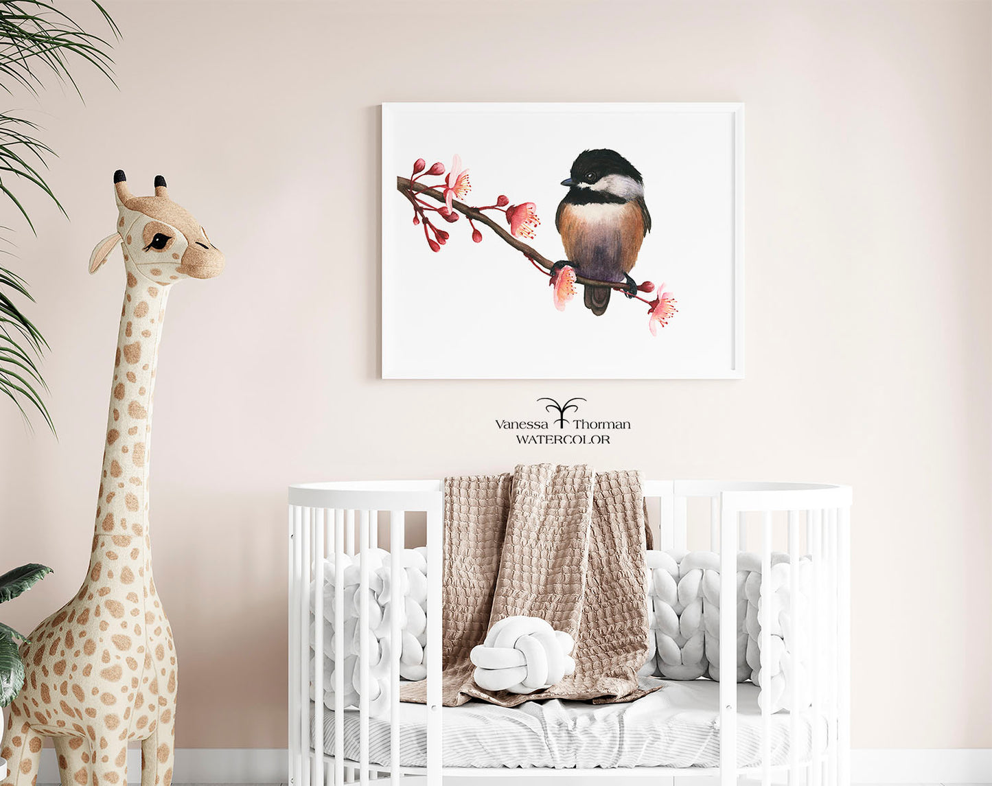 Spring Chickadee | Black-Capped Chickadee Watercolor Fine Art Print