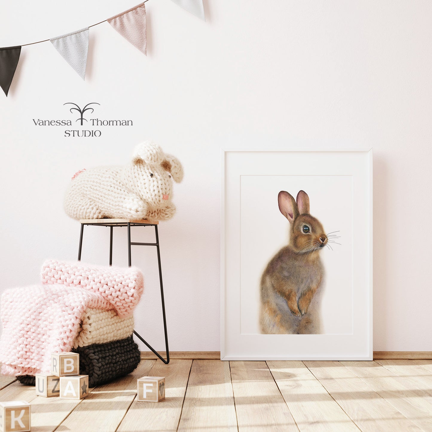 Nutmeg the Bunny – Adorable Woodland Watercolor Print for Nature Lovers