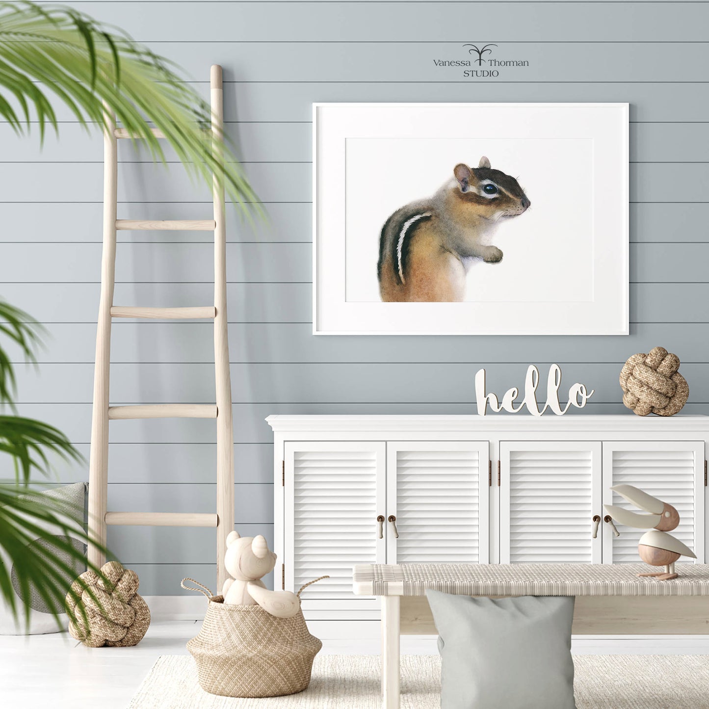 Pippin the Chipmunk – Adorable Woodland Watercolor Print for Nature Lovers