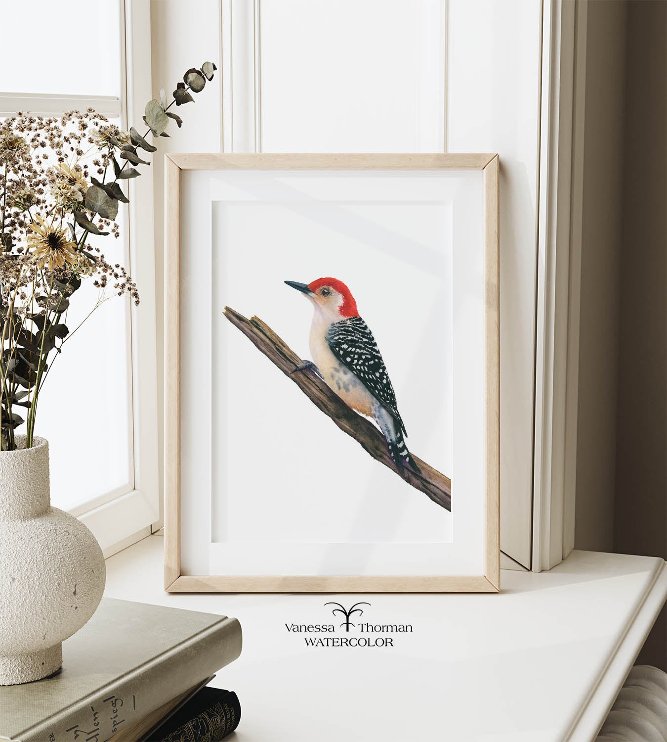 Red-Bellied Woodpecker | Woodpecker Watercolor Art Print | Bird Art Giclée