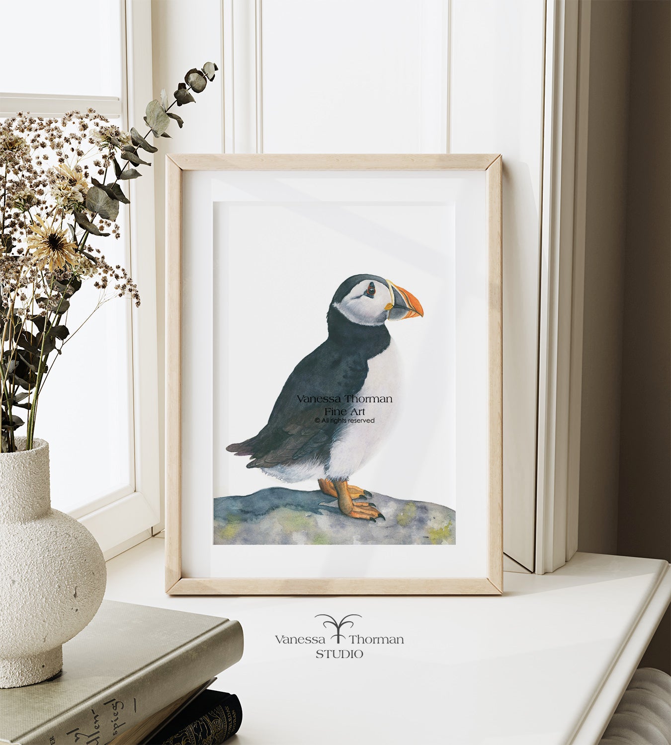 Atlantic Puffin | Puffin Watercolor Art Print | Bird Art Giclée