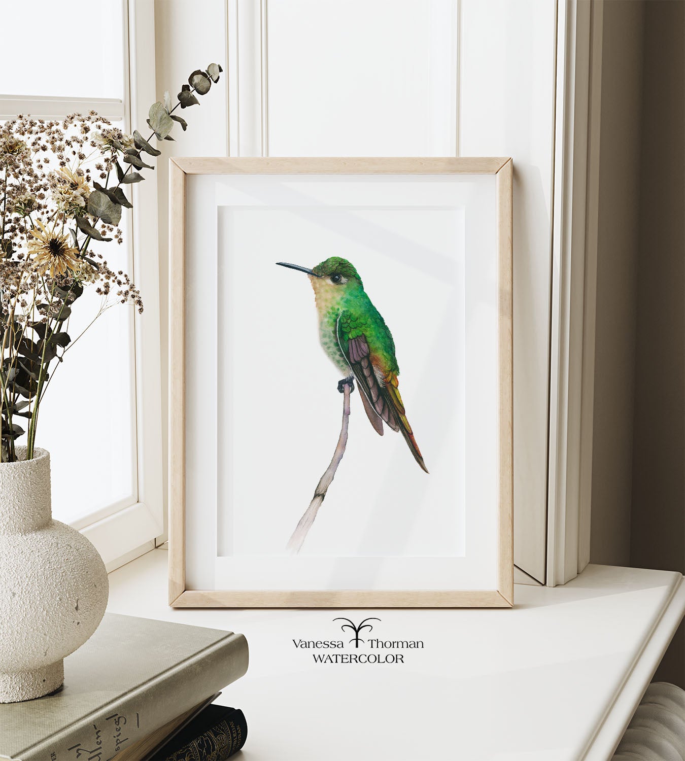 Red-Tailed Comet II | Hummingbird Watercolor Art Print | Bird Art Giclée