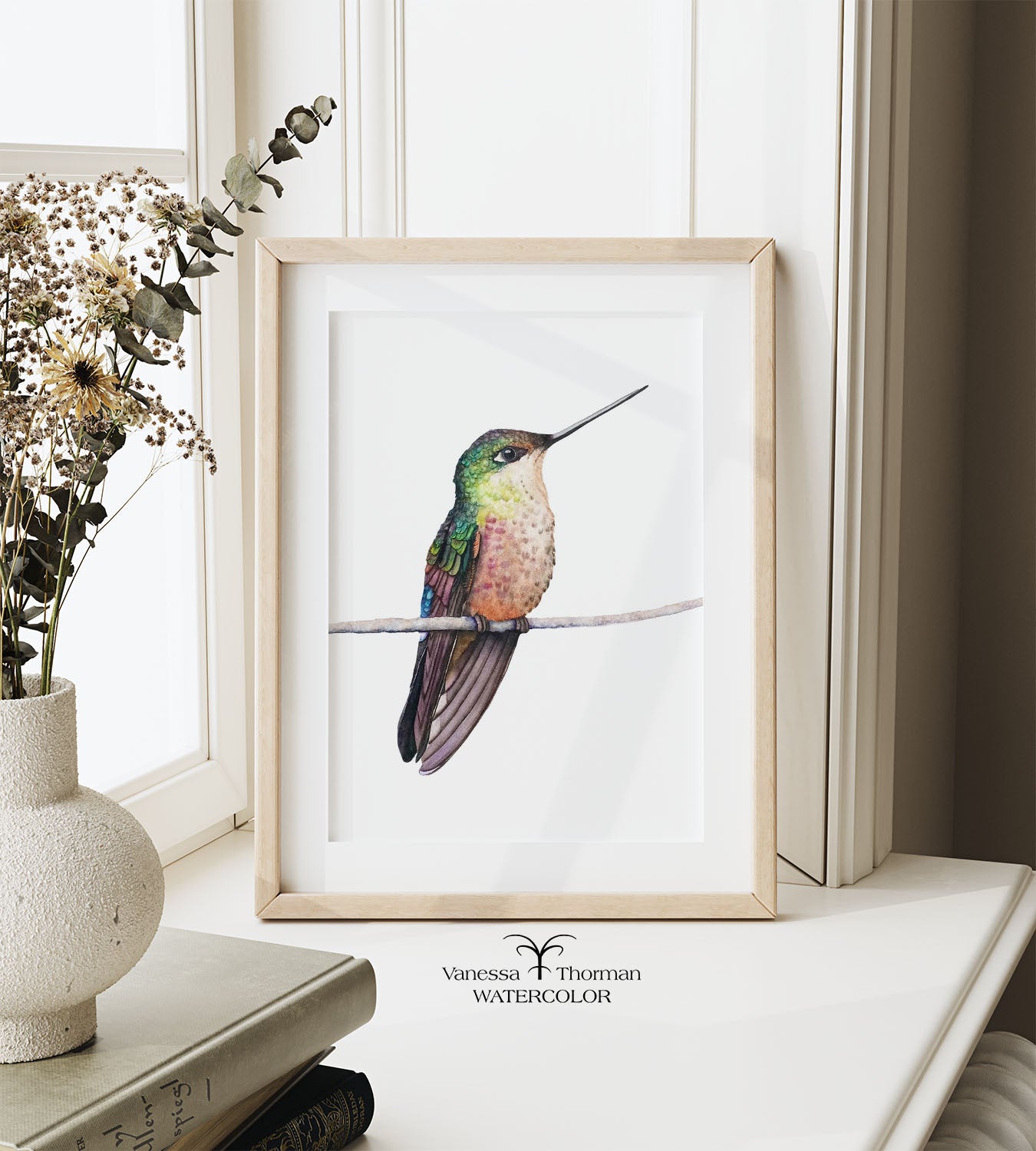 Calliope Hummingbird | Hummingbird Watercolor Art Print | Bird Art Giclée