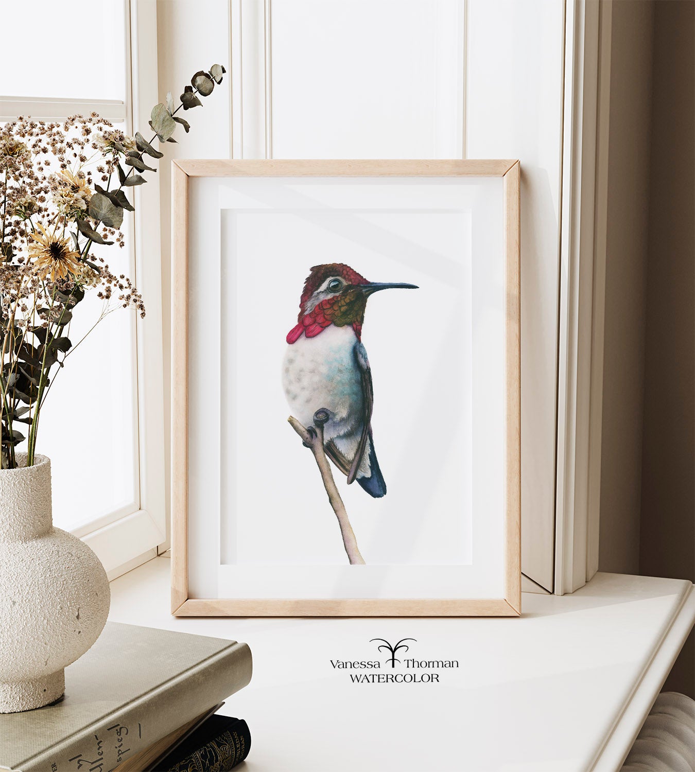 Bee Hummingbird II | Hummingbird Watercolor Art Print | Bird Art Giclée