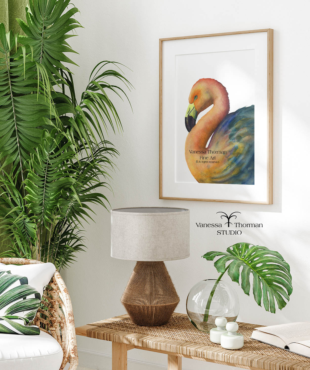 'Vanity Fair' Coral Flamingo Watercolor Art Print – Fine Art Giclée
