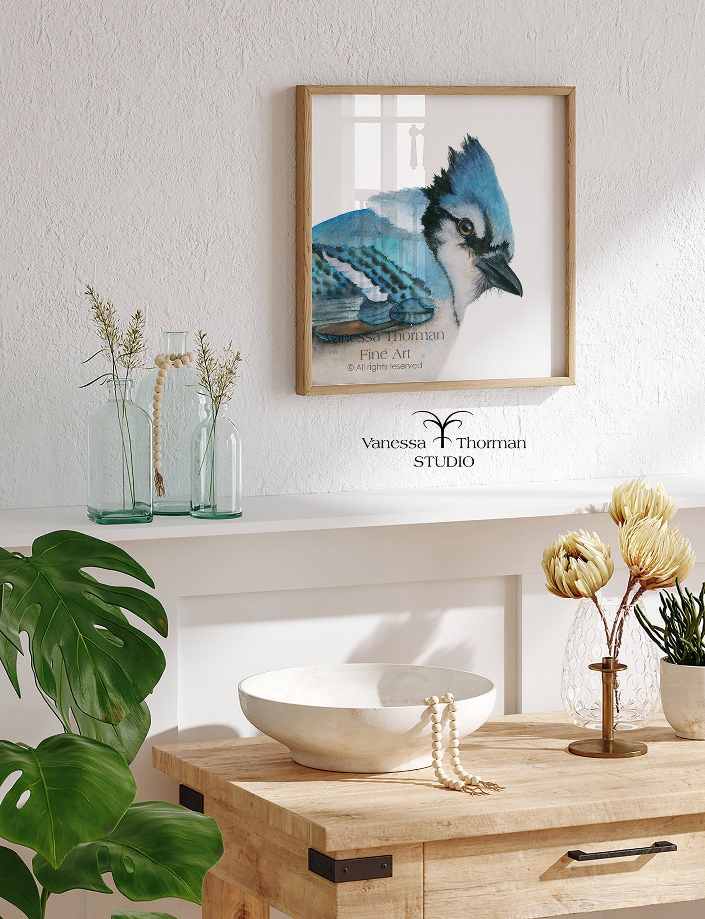 Blue Jay Portrait Watercolor Fine Art Print