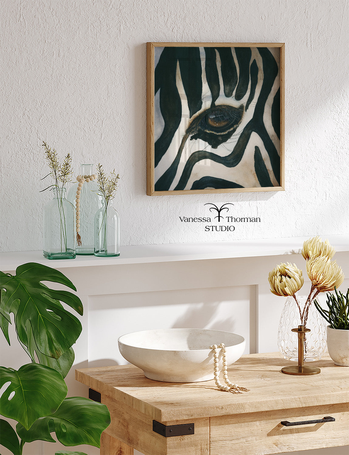 Eye of the Storm | Zebra Watercolor Art Print – Emblem of Balance and Individuality – Fine Art Giclée