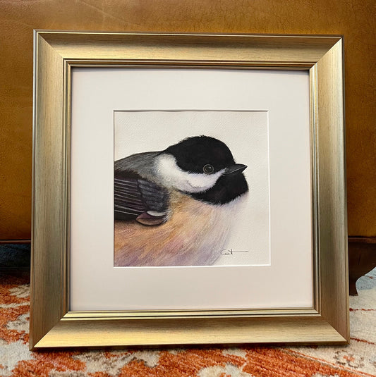 FLUFFY CHICKADEE PORTAIT | Original Watercolor Painting