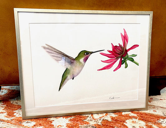 RUBY-THROATED HUMMINGBIRD | Original Watercolor Painting