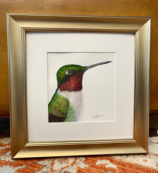 RUBY-THROATED HUMMINGBIRD PORTAIT | Original Watercolor Painting