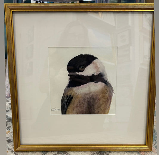 CLAUDETTE | Chickadee Watercolor Portrait | Original Bird Painting by Vanessa Thorman