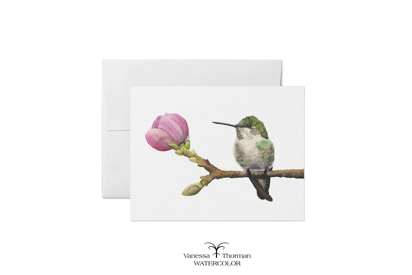 Birds & Blooms Notecard Set – 8 Blank Folded Cards with Envelopes | A2 Size