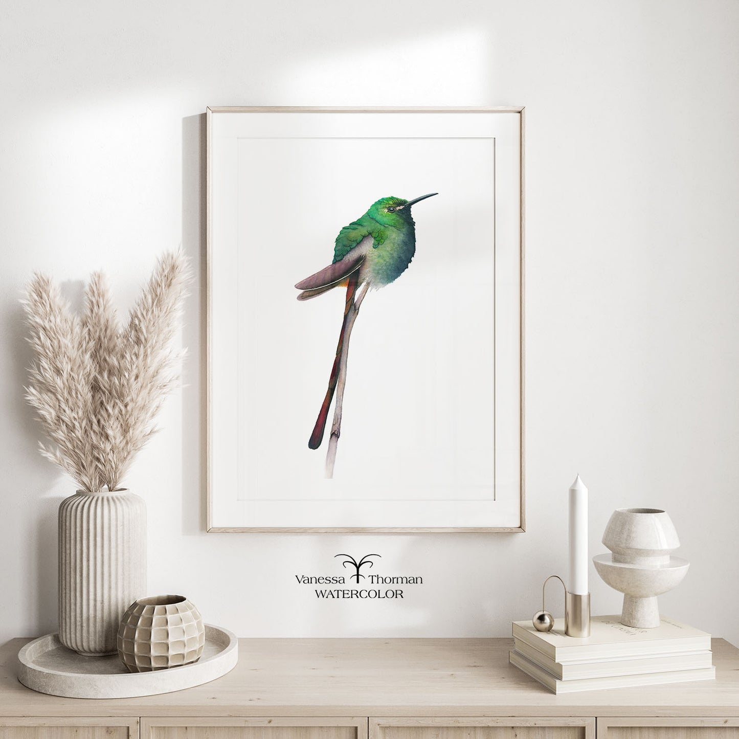 Red-Tailed Comet I | Hummingbird Watercolor Art Print | Bird Art Giclée
