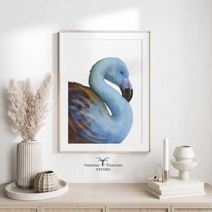 'Vanity Fair' Lapis Lazuli Flamingo Watercolor Art Print – Fine Art Giclée
