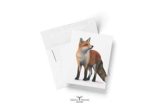 Red Fox Notecard Set – 8 Blank Folded Wildlife Cards with Envelopes | A2 Size