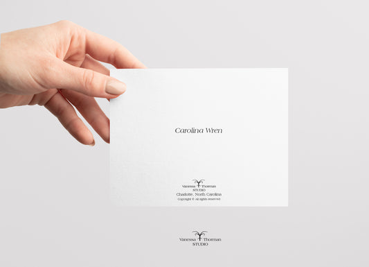 Carolina Wren Notecard Set – 8 Blank Folded Cards with Envelopes | A2 Size