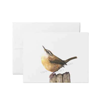 Carolina Wren Folded Notecards | Set of 8 Blank Greeting Cards