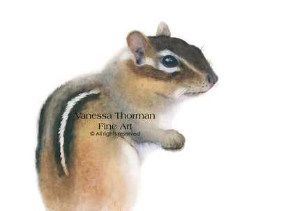 Pippin the Chipmunk – Adorable Woodland Watercolor Print for Nature Lovers