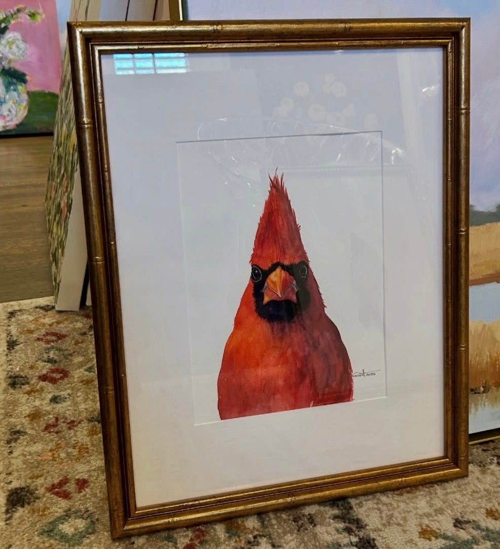 BIG RED | Northern Cardinal Watercolor Portrait | Original Bird Painting by Vanessa Thorman