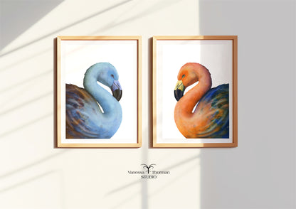 'Vanity Fair' Lapis Lazuli Flamingo Watercolor Art Print – Fine Art Giclée