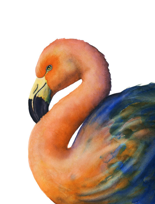 Coral Flamingo | Flamingo Watercolor Art Print | Bird Art Giclée