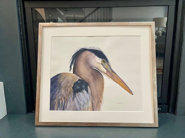 AUGUST - Great Blue Heron | Coastal Bird Original Watercolor Painting (Available Summer 2026)