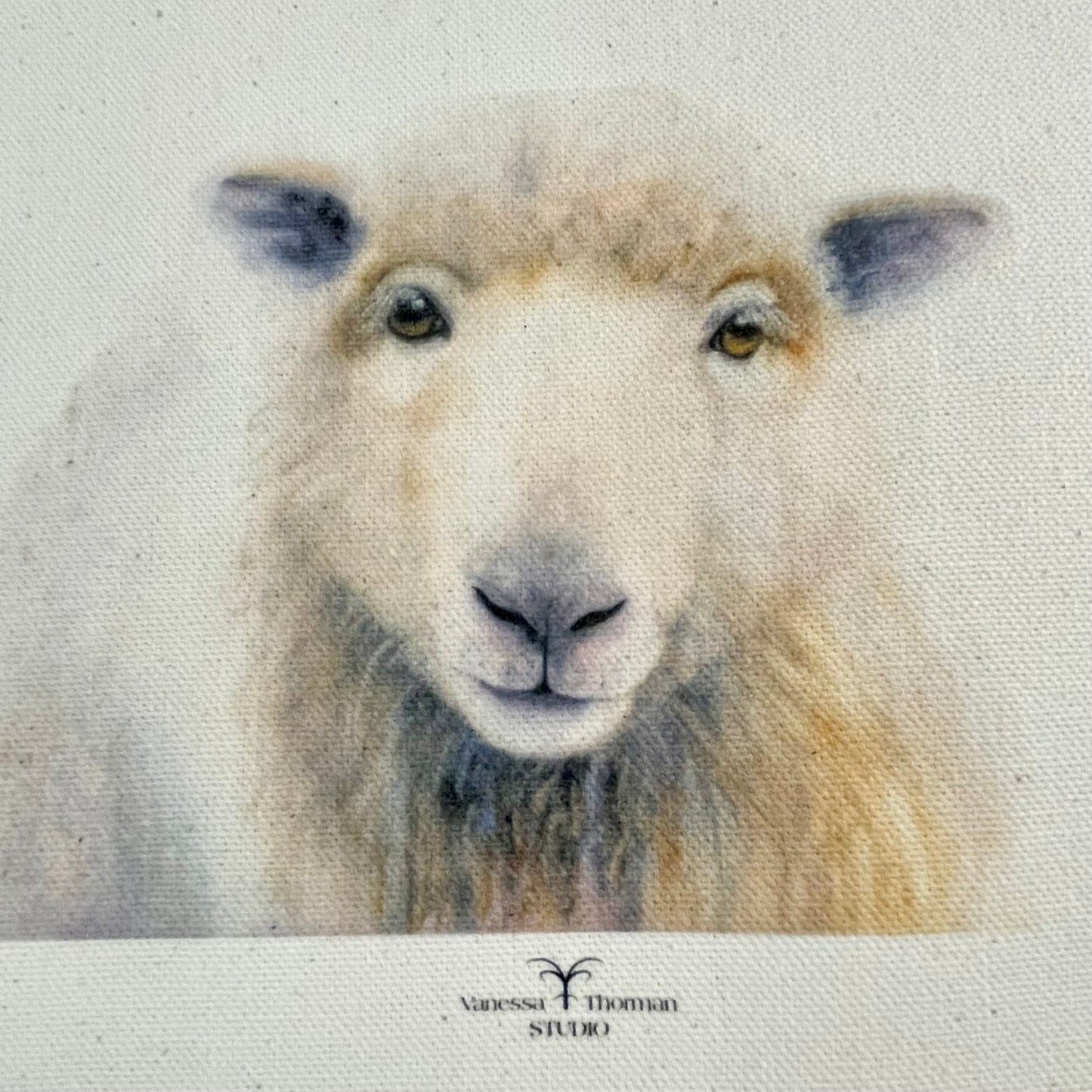 Sheep Canvas Travel Pouch – Zippered Bag with Watercolor Sheep Art | Small or Large Size