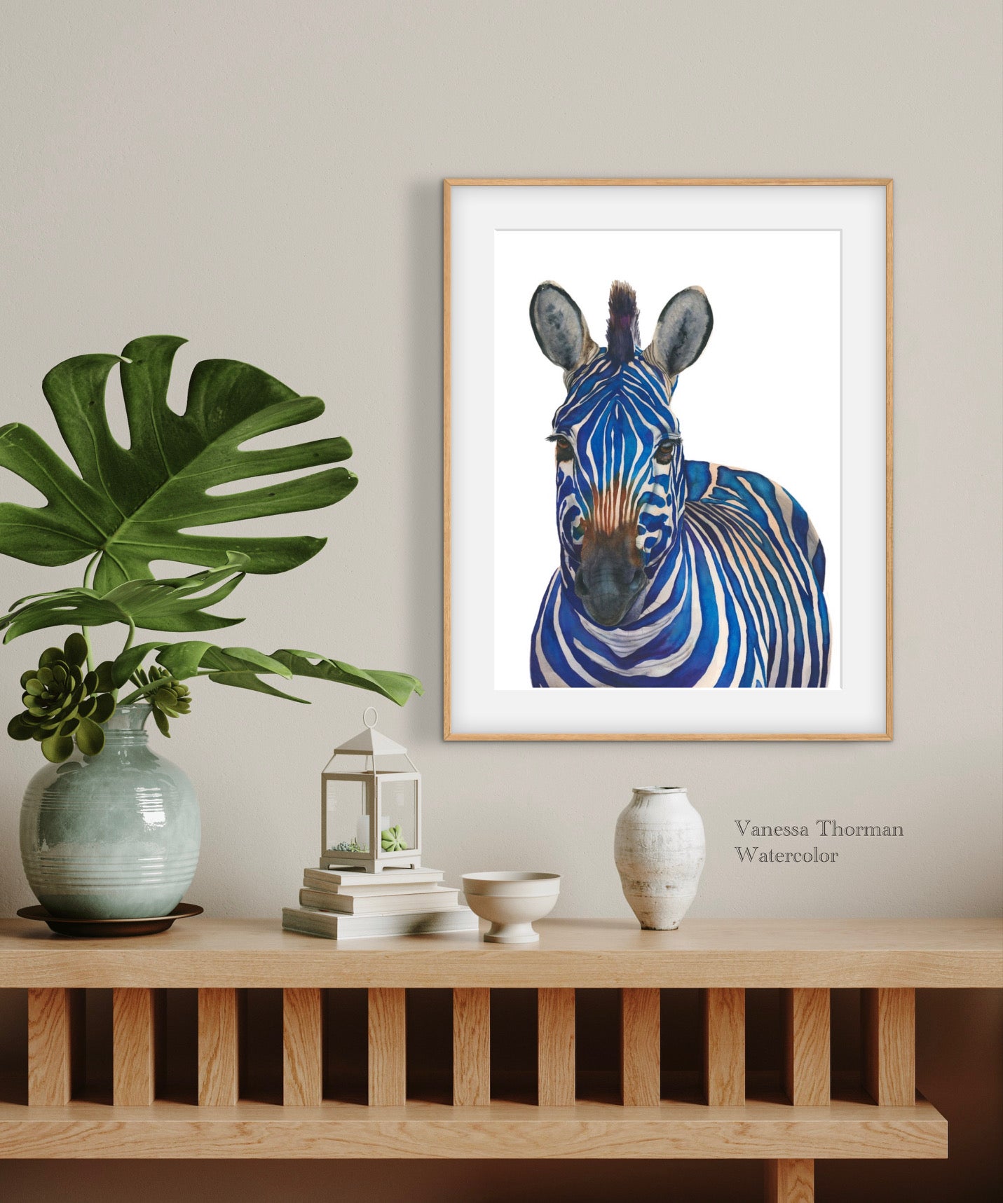 AZUL | Blue Zebra Watercolor Art Print – Fine Art Giclée
