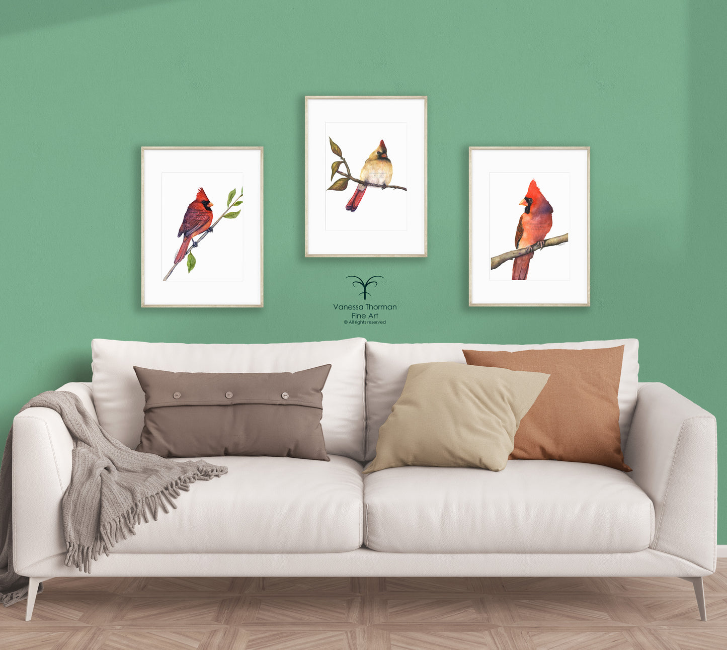 Set of 3 Cardinals - Fine Art Prints