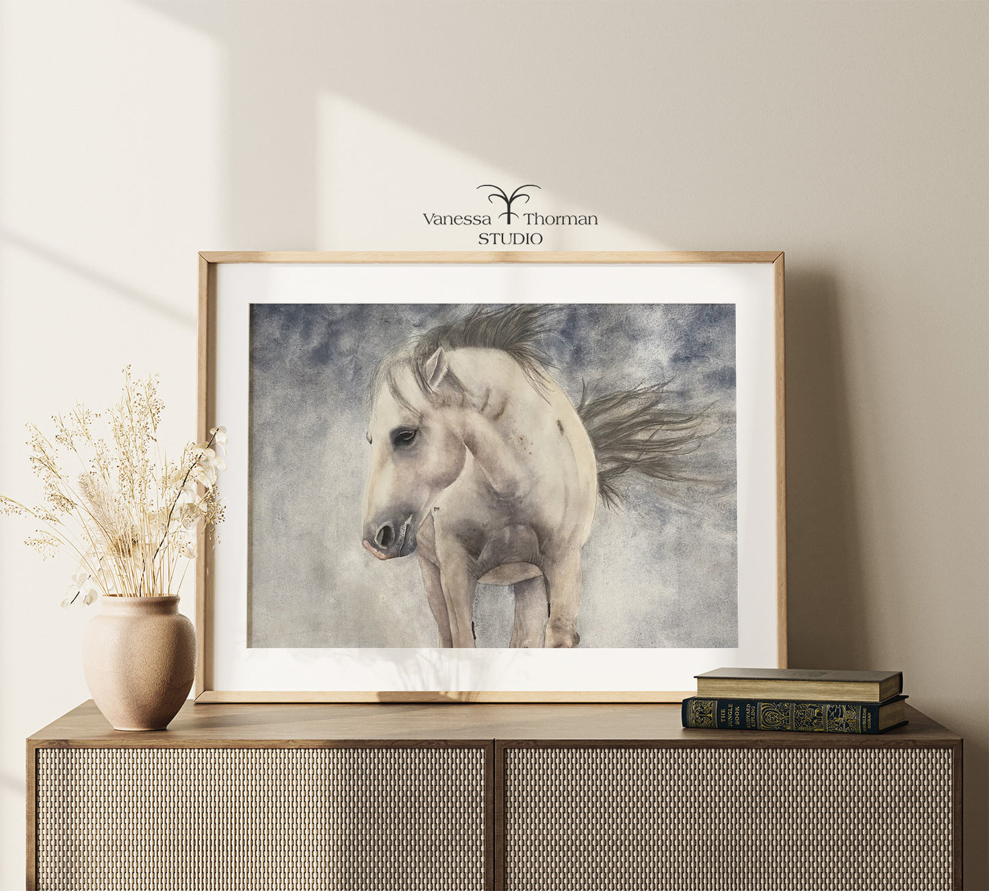 Weathering the Storm | Mustang Horse Watercolor Art Print | Animal Art Giclée