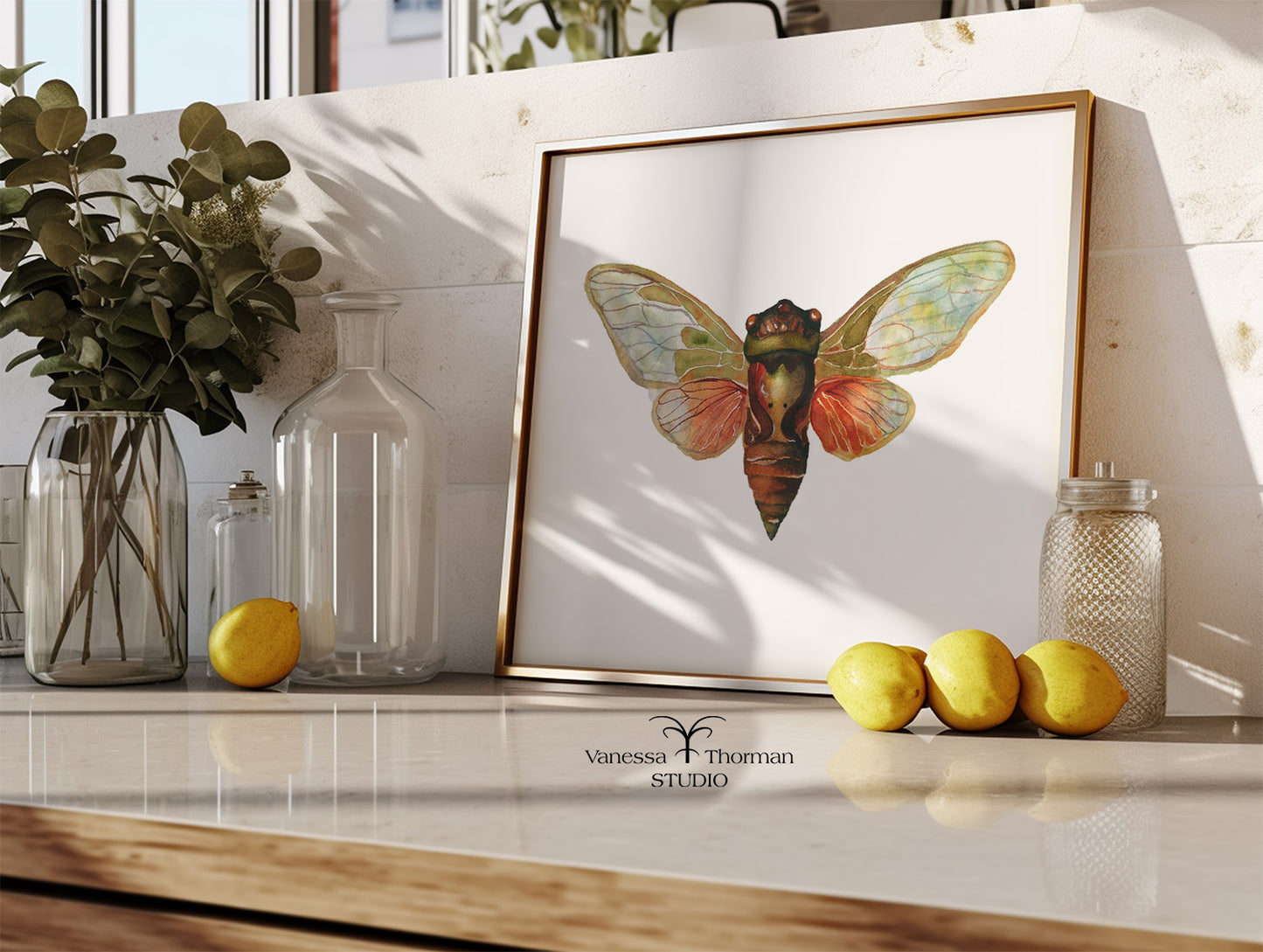 Cicada | Cicada Watercolor Art Print | Insect Art Giclée