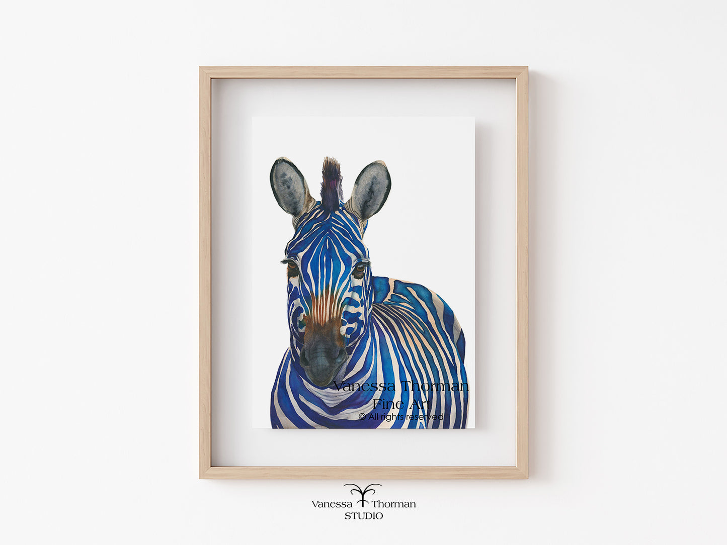 AZUL | Blue Zebra Watercolor Art Print – Fine Art Giclée