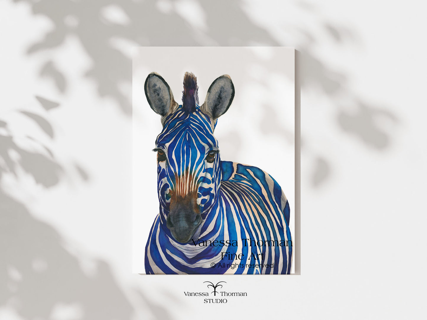AZUL | Blue Zebra Watercolor Art Print – Fine Art Giclée